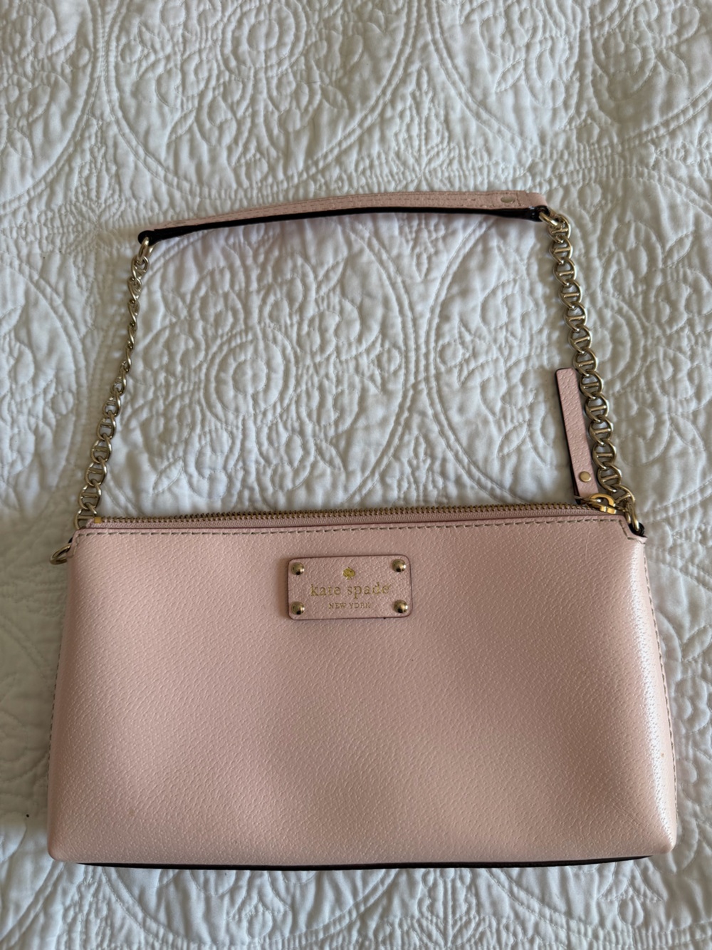 Kate Spade Pale Pink Pebbled Leather Chain Strap shoulder bag